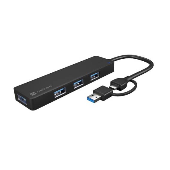 Obrázok pre NATEC HUB USB-C 3.0 MAYFLY 4-PORTS + USB-A ADAPTER