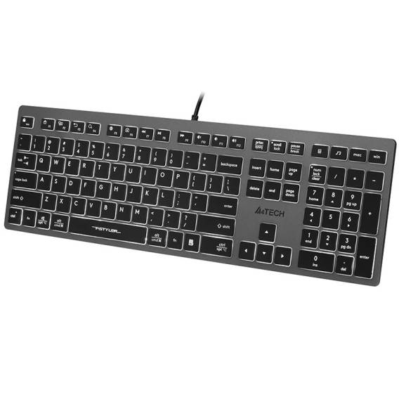 Obrázok pre A4Tech FSTYLER FX60H (White Backlit) klávesnice USB QWERTY Černá, Šedá