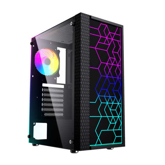 Obrázok pre Gembird Počítačová skříň Fornax 2500 ARGB Gaming ATX, Midi Tower, podsvícení, černá