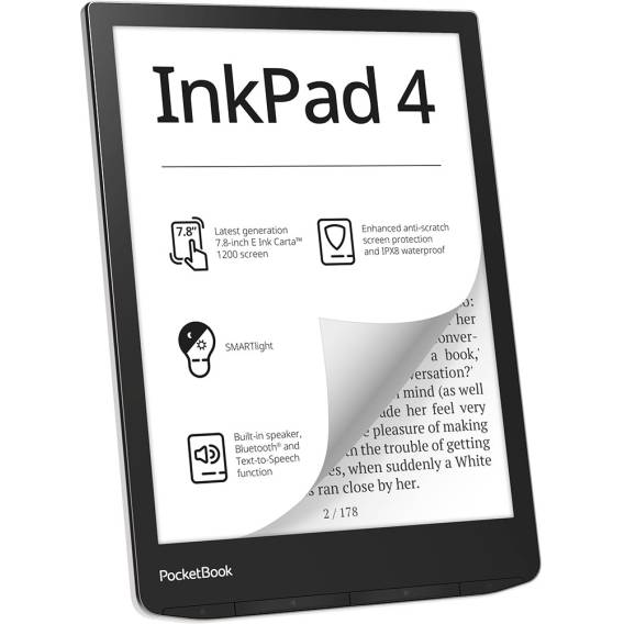 Obrázok pre PocketBook InkPad 4 čtečka elektronických knih Dotyková obrazovka 32 GB Wi-Fi Černá, Stříbrná