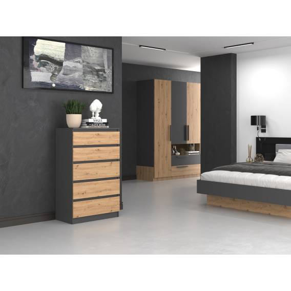 Obrázok pre Topeshop M5 ANTRACYT/ARTISAN komoda