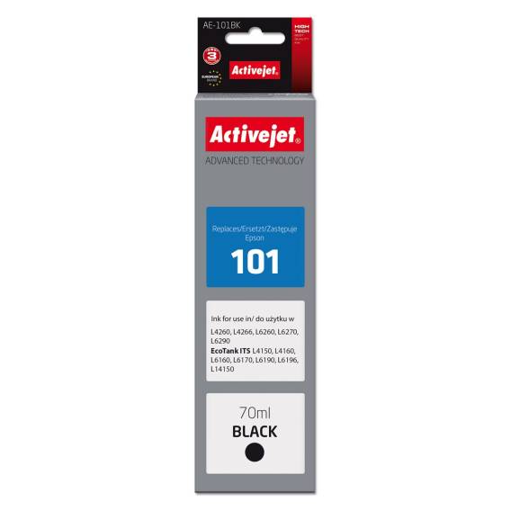 Obrázok pre Activejet Ink AE-101BK lahvička s inkoustem pro tiskárnu Epson, náhradní Epson 101; Supreme; 70 ml; černý
