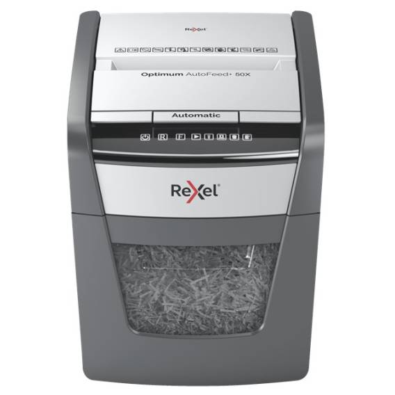 Obrázok pre Rexel Optimum AutoFeed+ 50X skartovačka Příčné skartování 55 dB 22 cm Černá, Šedá