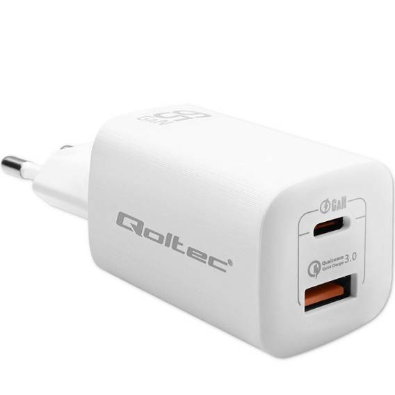 Obrázok pre Qoltec 50765 nabíječka na PDA/mobilní telefon Laptop, Přenosná herní konzole, Externí baterie, Chytrý telefon, Chytré hodinky, Tablet Bílá AC Rychlé nabíjení Vnitřní