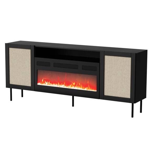 Obrázok pre JUTA EF komoda + elektrický krb 202x39,5x85 černá + linol calabria