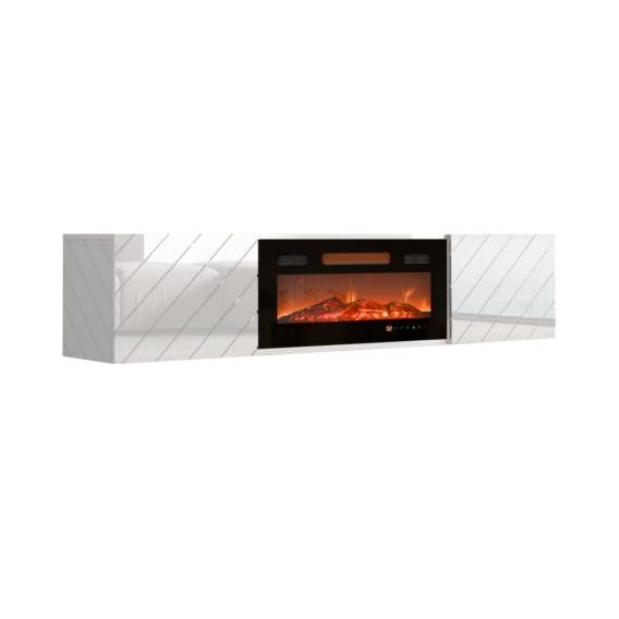 Obrázok pre Skříň RTV LUXE 182,6x34,5x37,5 bílá/lesklá bílá + černý krb
