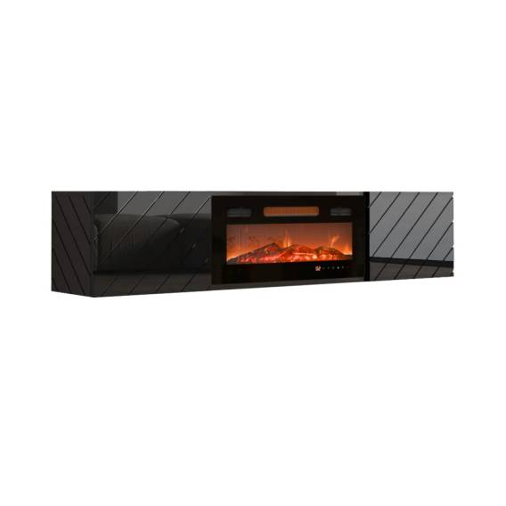 Obrázok pre Skříň RTV LUXE 182,6x34,5x37,5 černá/černý lesk + černý krb