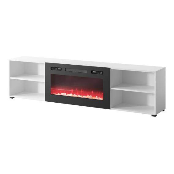 Obrázok pre RTV skříň POLO 200x33x50,5 bílá + krb černá