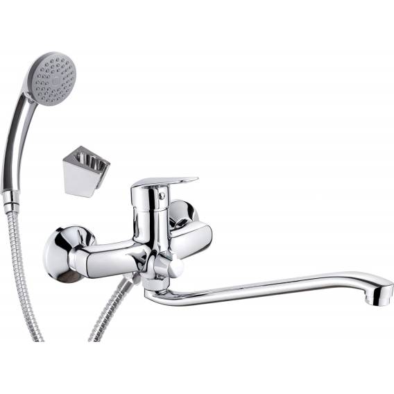Obrázok pre Wall-mounted washbasin mixer with extended spout - hose and shower set connection