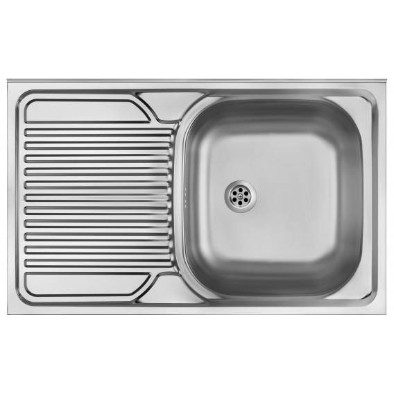 Obrázok pre 1-bowl steel sink with drainer on the left side - overlay