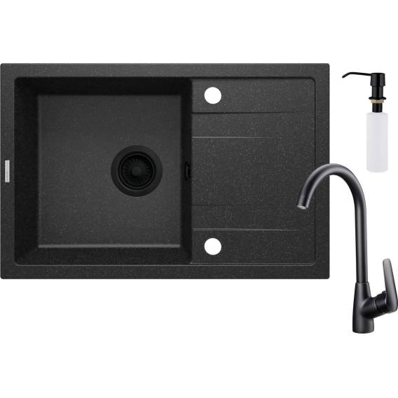 Obrázok pre Granite sink with 1-bowl faucet with drainer - with dispenser