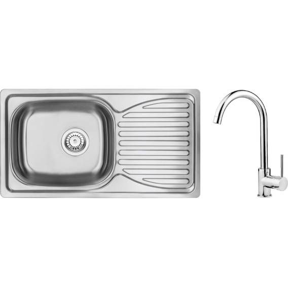 Obrázok pre Steel sink with 1-bowl faucet with drainer