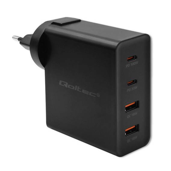 Obrázok pre Qoltec 52383 nabíječka na PDA/mobilní telefon Laptop, Přenosná herní konzole, Externí baterie, Chytrý telefon, Chytré hodinky, Tablet Černá AC Rychlé nabíjení Vnitřní