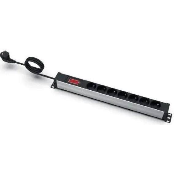 Obrázok pre EMITERNET EmiterNet 19" 7-pole power strip with pin, ammeter, 3m cable, uni-schuko plug EM/LZ19.07F.3S.A