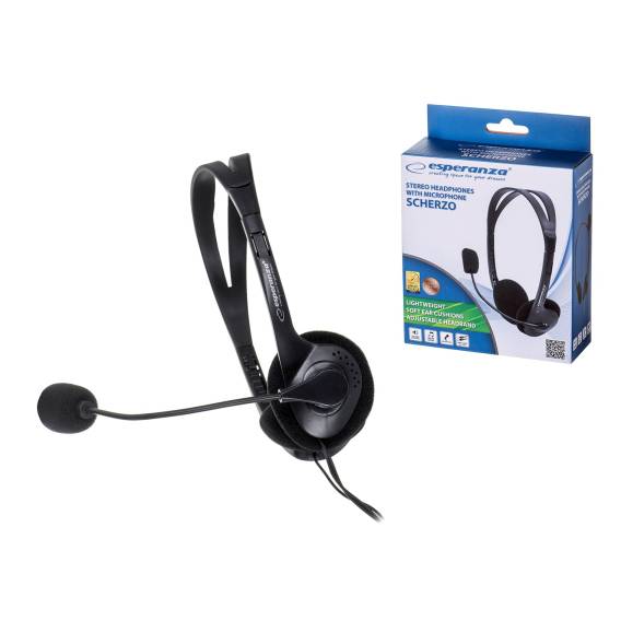 Obrázok pre Esperanza EH102 sluchátka / náhlavní souprava Sluchátka s mikrofonem Kabel Přes hlavu Hovory/hudba Černá
