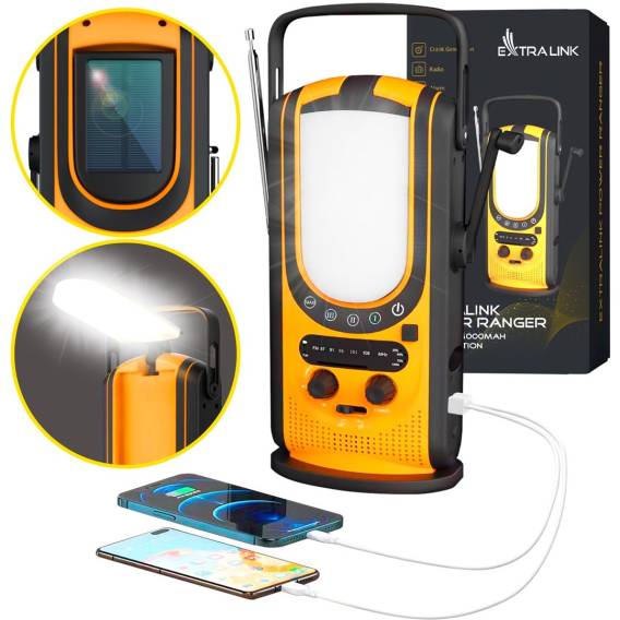 Obrázok pre Extralink Powerbanka Power Ranger EPS-6000 6000mAh, FM rádio, LED světlo, ruční klika, solární panel