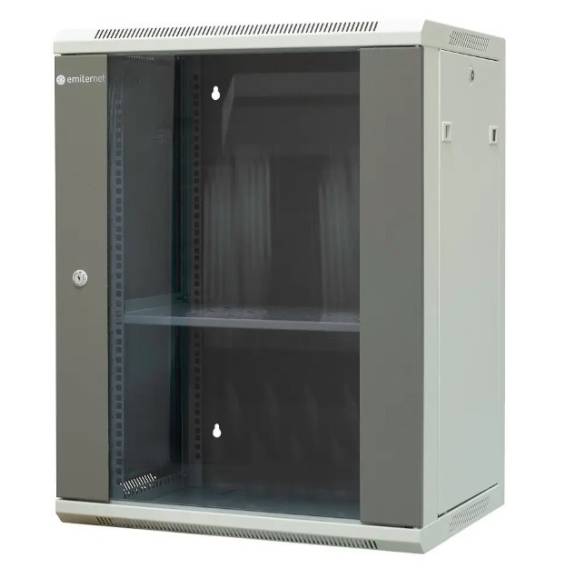 Obrázok pre EMITERNET Separate hanging cabinet 19" 15U, sheet metal/glass door, 600×450×770mm width/depth/height EM/AP6415