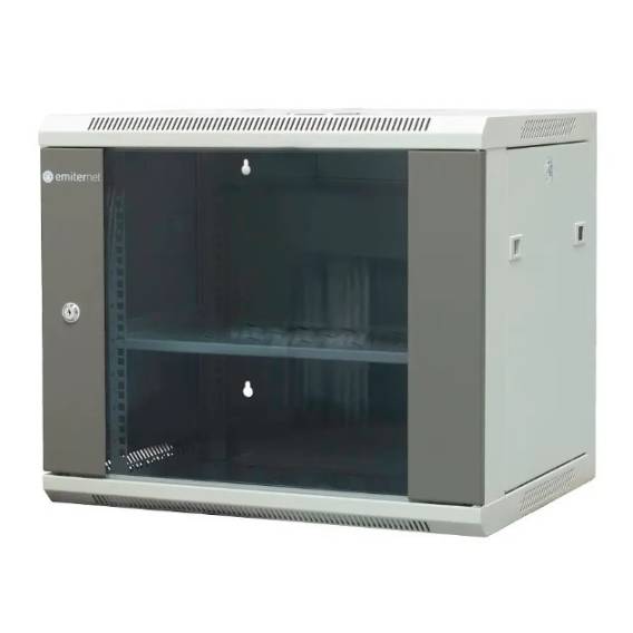 Obrázok pre EMITERNET Separate hanging cabinet 19" 9U, sheet metal/glass doors, 600×450×500mm width/depth/height EM/AP6409