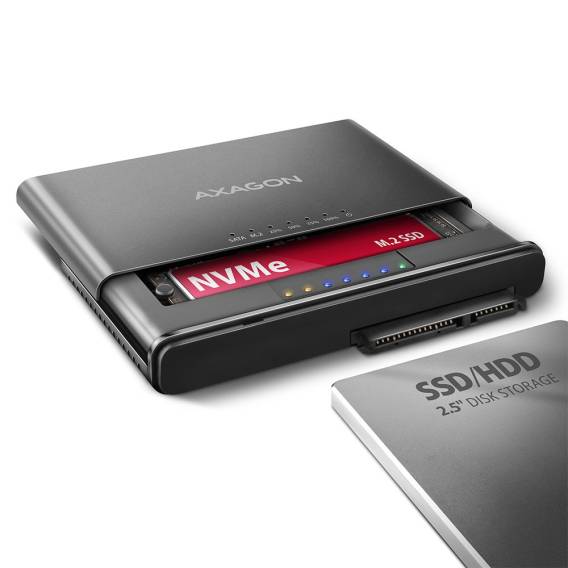 Obrázok pre Axagon ADSA-CC USB-C 10Gbps - NVMe M.2 SSD & SATA 2.5/3.5 SSD/HDD CLONE MASTER 2 - Digital/Daten - NVMe USB 3.2 Gen 2 (3.1 Gen 2) Type-C Černá