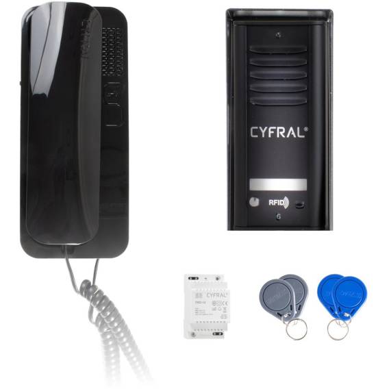 Obrázok pre INTERCOM CYFRAL COSMO 1-TENANT CASSETTE BLACK UNIFON BLACK