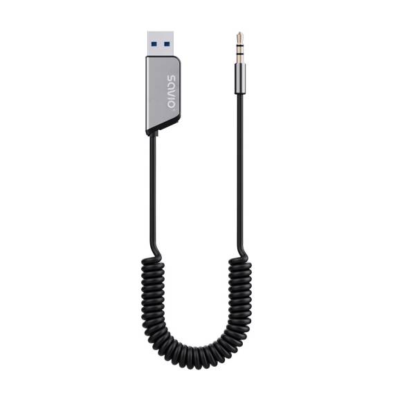 Obrázok pre Savio TR-16 Transmitter AUX adaptér s funkcí hands-free, Bluetooth 5.3, Google Assistant/Siri