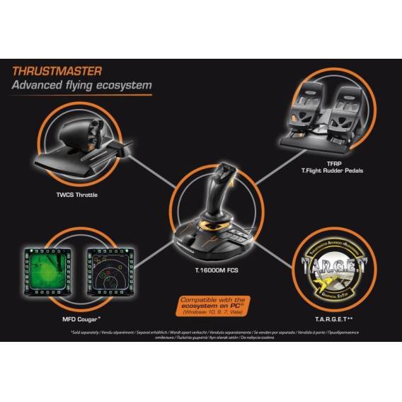Obrázok pre Thrustmaster T-16000M FCS Flight Pack Černá USB Joystick Analogový/digitální MAC, PC