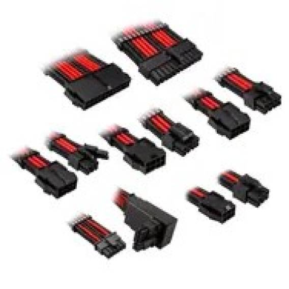 Obrázok pre Kolink Core Pro Braided Cable Extension Kit 12V-2x6 Type 2 - Jet Black/Racing Red