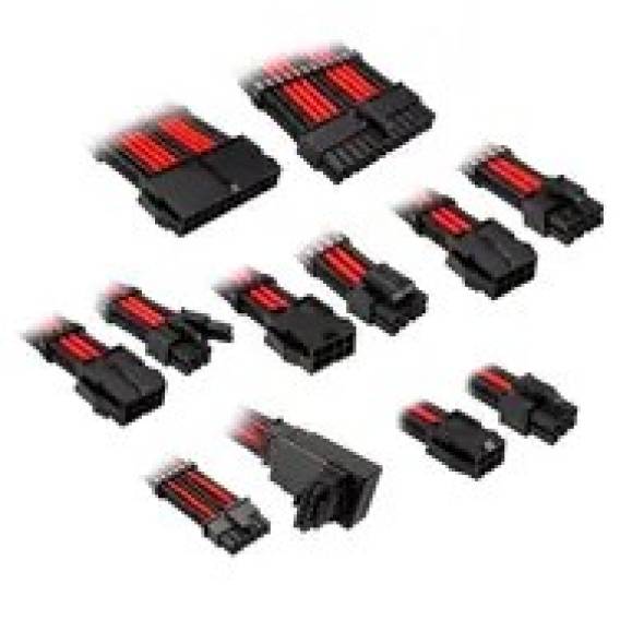 Obrázok pre Kolink Core Pro Braided Cable Extension Kit 12V-2x6 Type 1 - Jet Black/Racing Red