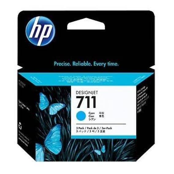 Obrázok pre HP 711 Trojbalení azurové inkoustové kazety DesignJet, 29 ml
