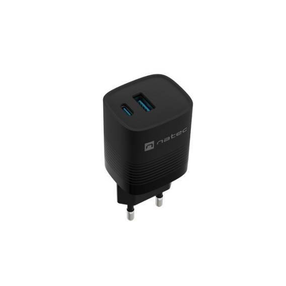 Obrázok pre NATEC RIBERA GAN NABÍJEČKA 1X USB-A + 1X USB-C 30W ČERNÁ