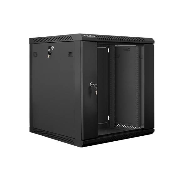 Obrázok pre Lanberg 19'' nástěnná instalační skříň 12U 600x600mm černá (skleněné dveře)