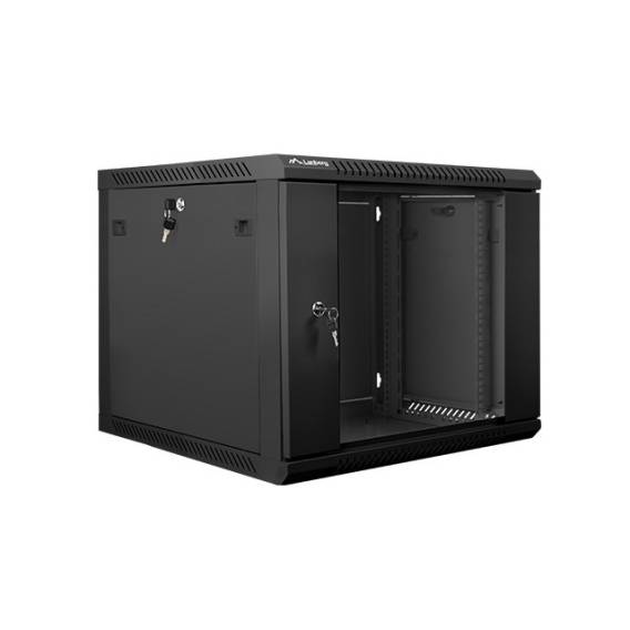 Obrázok pre Nástěnná instalační skříň Lanberg 19'' 9U 600x600mm černá (skleněné dveře)