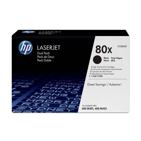 Obrázok pre HP 80X Dvojbalení černé originální tonerové kazety LaserJet s vysokou výtěžností