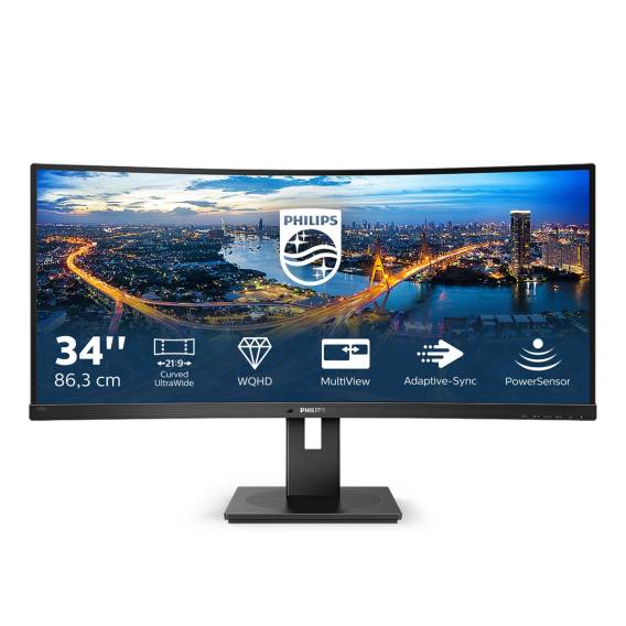 Obrázok pre Philips B Line 345B1C/00 počítačový monitor 86,4 cm (34") 3440 x 1440 px Quad HD LCD Černá