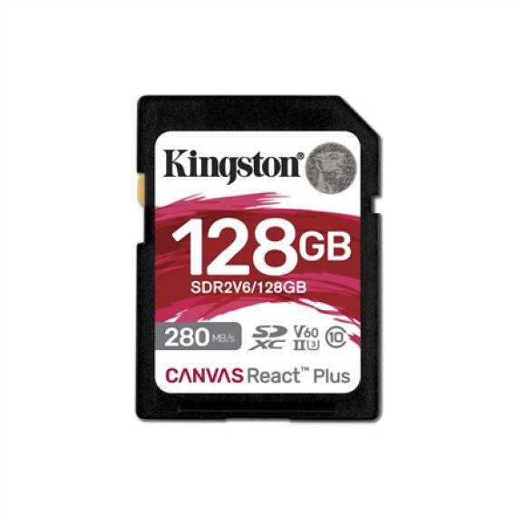 Obrázok pre Kingston Technology 128GB Canvas React Plus SDXC UHS-II 280R/100W U3 V60 pro Full HD/4K