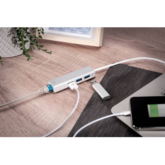 Obrázok pre Digitus DA-70250-1 dokovací stanice/replikátor portů USB 3.2 Gen 1 (3.1 Gen 1) Type-A Stříbrná, Bílá
