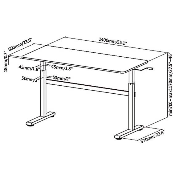Obrázok pre Ručně výškově nastavitelný stůl Ergo Office, max. 40 kg, max. výška 117 cm, s deskou pro sezení a stání, ER-401 W