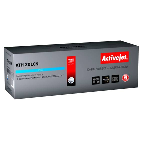 Obrázok pre Activejet Tonerová kazeta ATH-201CN pro tiskárnu HP, Náhrada za HP 201A CF401A; Supreme; 1400 stran; azurová barva