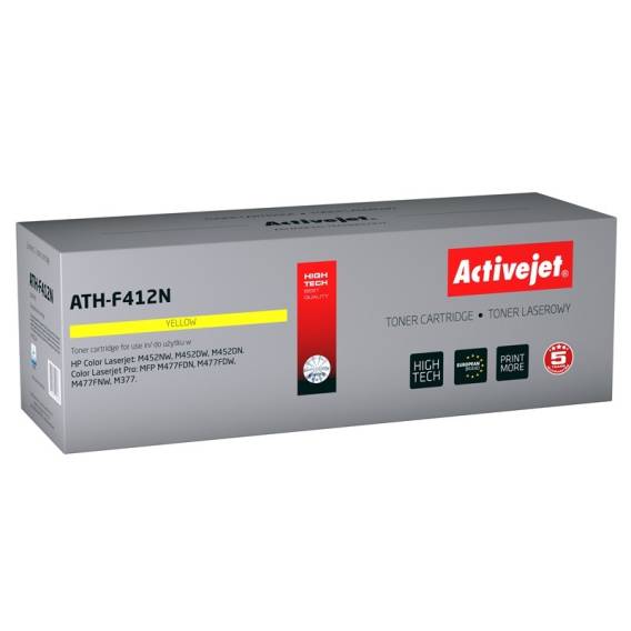 Obrázok pre Activejet ATH-F412N Toner do tiskáren HP/Canon, náhrada za HP 410A CF412A; Canon CRG 046 Y 1247C002; Supreme; 2300 stran; žlutý
