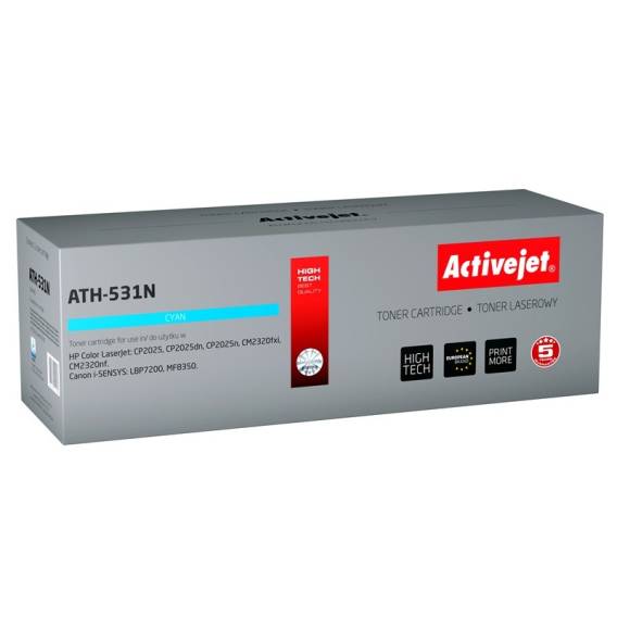 Obrázok pre Activejet tonerová kazeta ATH-531N (náhrada za HP 304A CC531A, Canon CRG-718C; Supreme; 3200 stran; modrá)