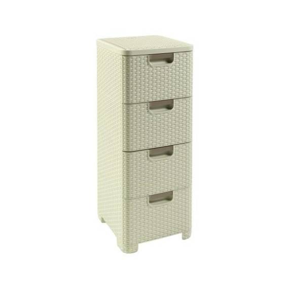 Obrázok pre CURVER BOOKCASE WITH 4 DRAWERS 4x14L /CREAM