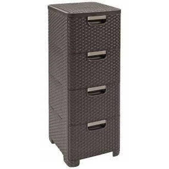 Obrázok pre CURVER BOOKCASE WITH 4 DRAWERS 4x14L /DARK BROWN