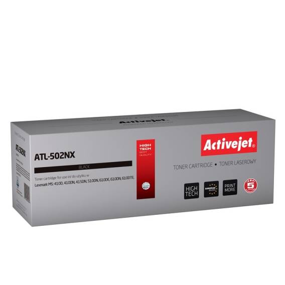 Obrázok pre Activejet Tonerová kazeta ATL-502NX (náhradní kazeta Lexmark 502X/50F2X00; Supreme; 10000 stran; černá)