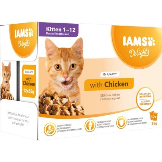 Obrázok pre IAMS Delights Kitten Chicken in gravy - mokré krmivo pro kočky - 12 x 85g