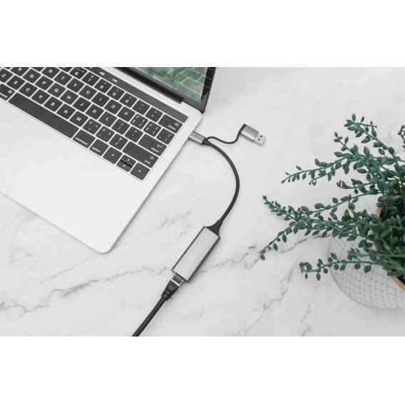 Obrázok pre Digitus DN-3028 kabelová redukce USB-C USB 3.1 RJ-45 Šedá