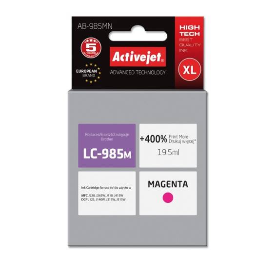 Obrázok pre Activejet Inkoust AB-985MN (náhradní inkoust Brother LC985M; Supreme; 19,5 ml; červený)