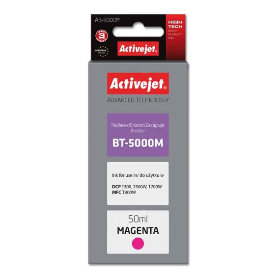 Obrázok pre Activejet Inkoust AB-5000M (náhradní inkoust Brother BT-5000M; Supreme; 50 ml; červený)