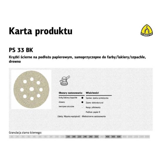 Obrázok pre KLINGSPOR KRĄŻEK 225 PS33BK  gr.150 OTW.GLS38 /50szt.