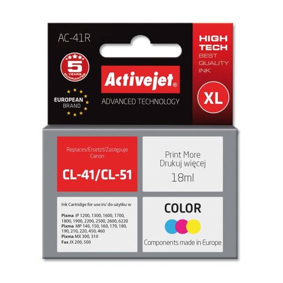 Obrázok pre Activejet Inkoust AC-41R (náhrada Canon CL-41; Premium; 18 ml; barevný)