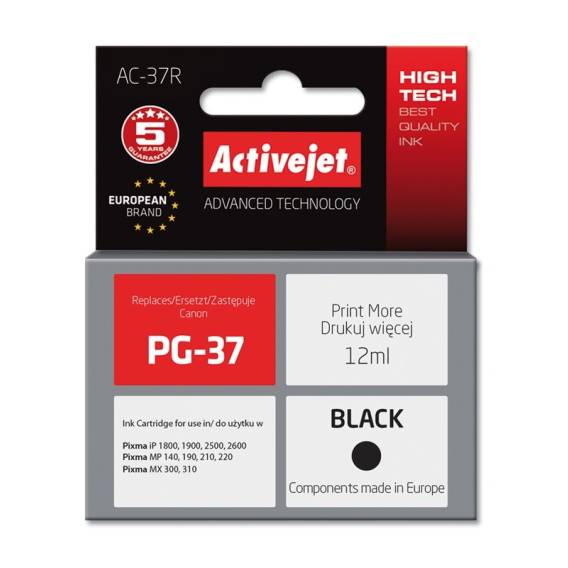 Obrázok pre Activejet Inkoust AC-37R (náhrada za Canon PG-37; Premium; 12 ml; černý)